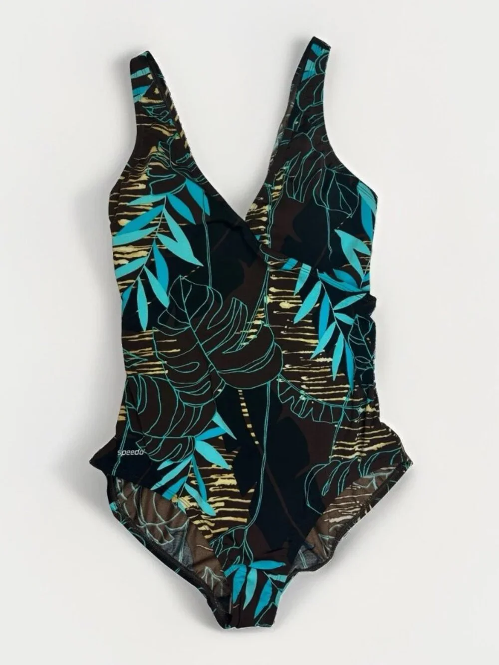 NWT Speedo Ultraback One Piece Swimsuit Sz 14 Tropical Botanical Conservative